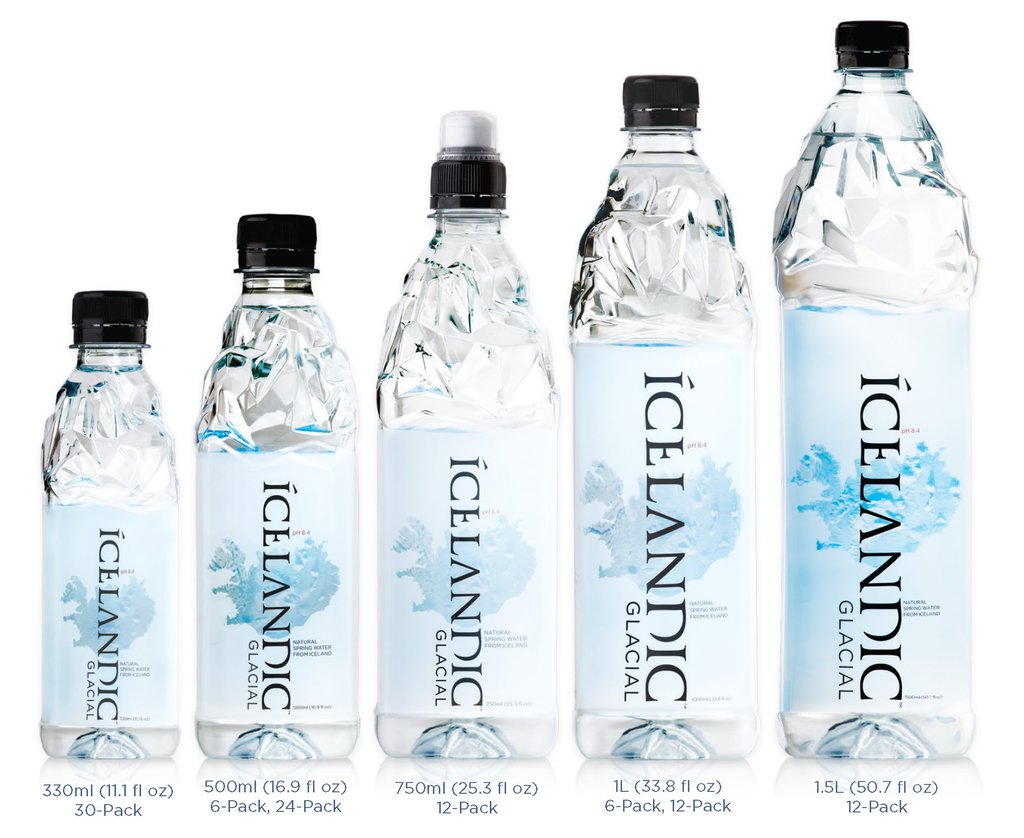 icelandicglacialのクールなペットボトル水パッケージ