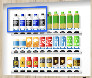 自動販売機内にペットボトル水を設置するイメージ
